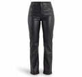 Women’s Black Faux Leather Pants – High Rise Slim Fit Straight Leg
