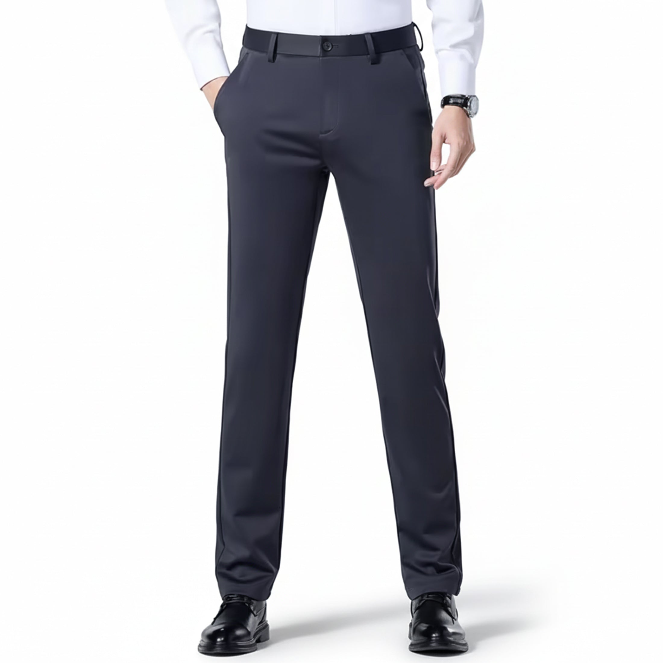 Men’s Straight-Cut Stretch Trousers – Casual Chic Aesthetic
